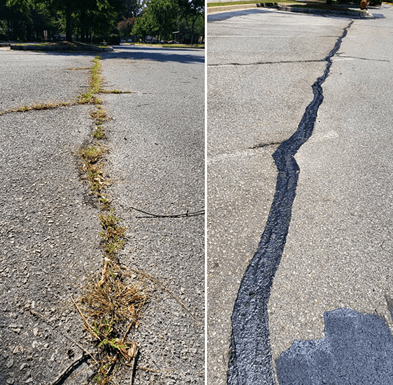 Réparation d'une fissure d'asphalte